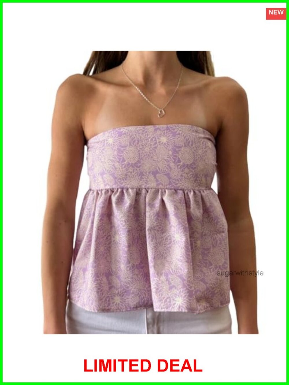 Women's Strapless Smocked Peplum Tube Top Bubble Ruffle Babydoll Off Shoulder